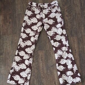 BDG Brown Jeans with White Strawberry Print - Wide Leg